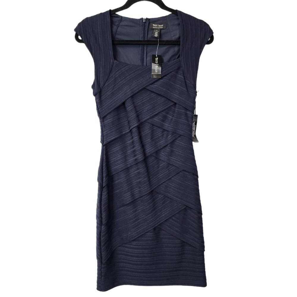 NWT WHBM Instantly Slimming Dress Bandaid Wiggle Bodycon Sleeveless Navy 6 $170